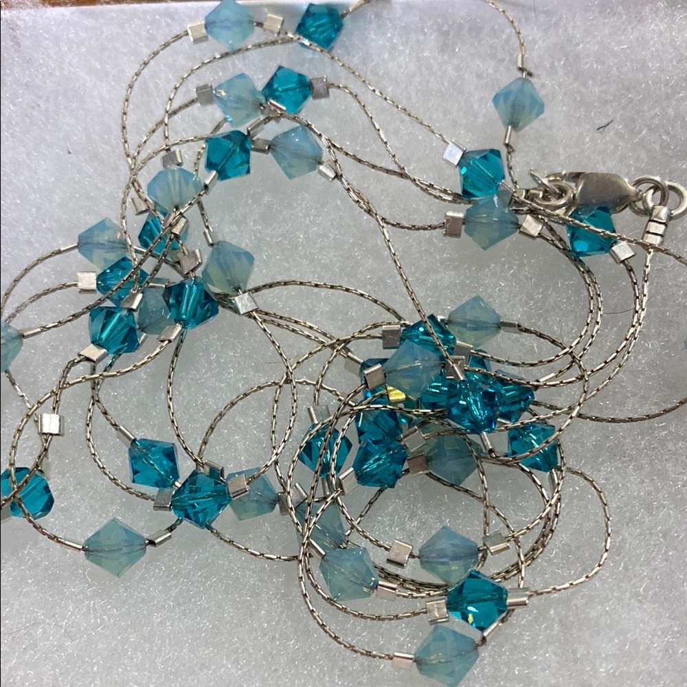 10/$10 Blue crystal glass and Silver Necklace - Picture 4 of 4